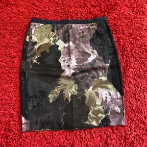 Black, purple and olive green Loft pencil skirt